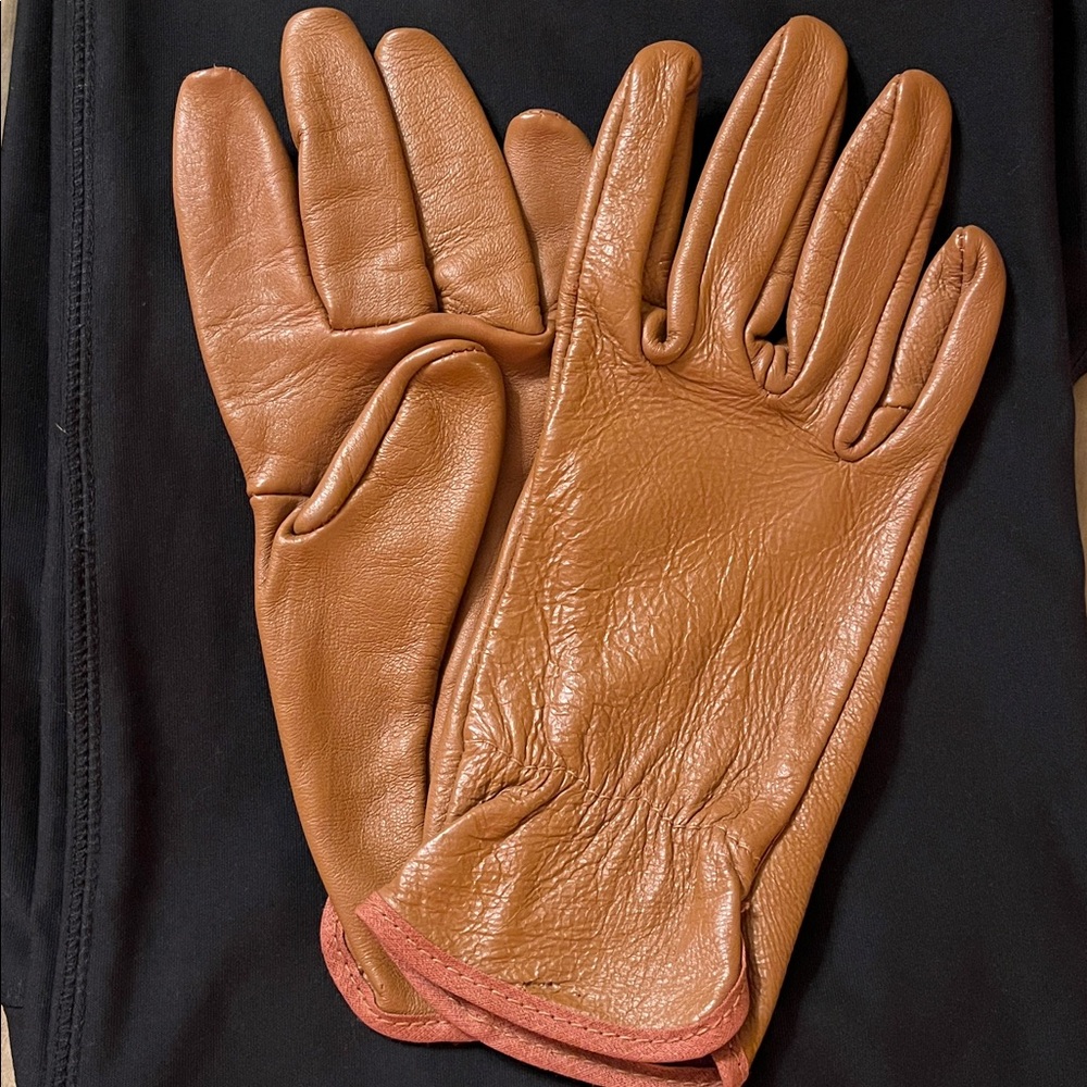 RARE Vintage tan deerskin fitted leather driving gloves women large size 7 soft